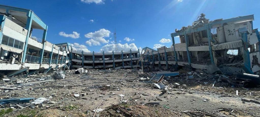 A destroyed UNRWA school in Gaza.