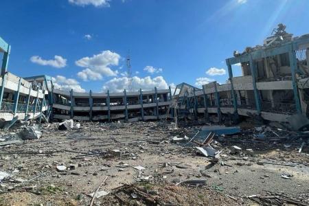 A destroyed UNRWA school in Gaza.