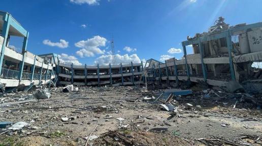 A destroyed UNRWA school in Gaza.